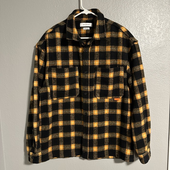 Urban Outfitters Grunge Black Yellow Heavy Plaid Flannel Jacket in Medium - Picture 5 of 11